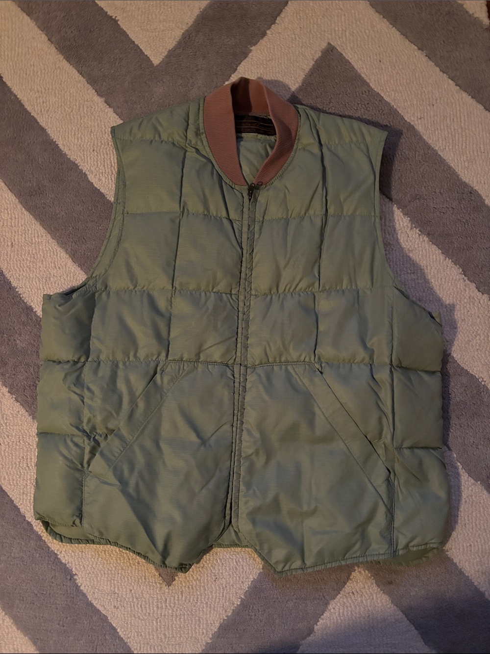 Men's Sage Green Eddie Bauer Lightweight Goose Down Quilted Puffer Vest